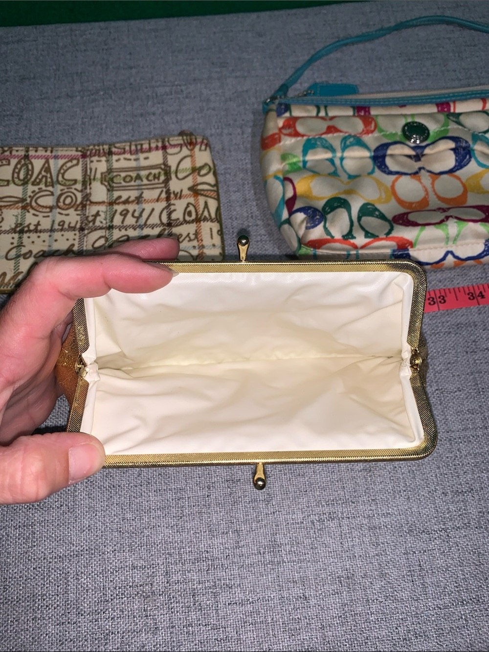 Coach Multicolor Signature Canvas and Gold Coin Purse Wristlet Set - Picture 6 of 8